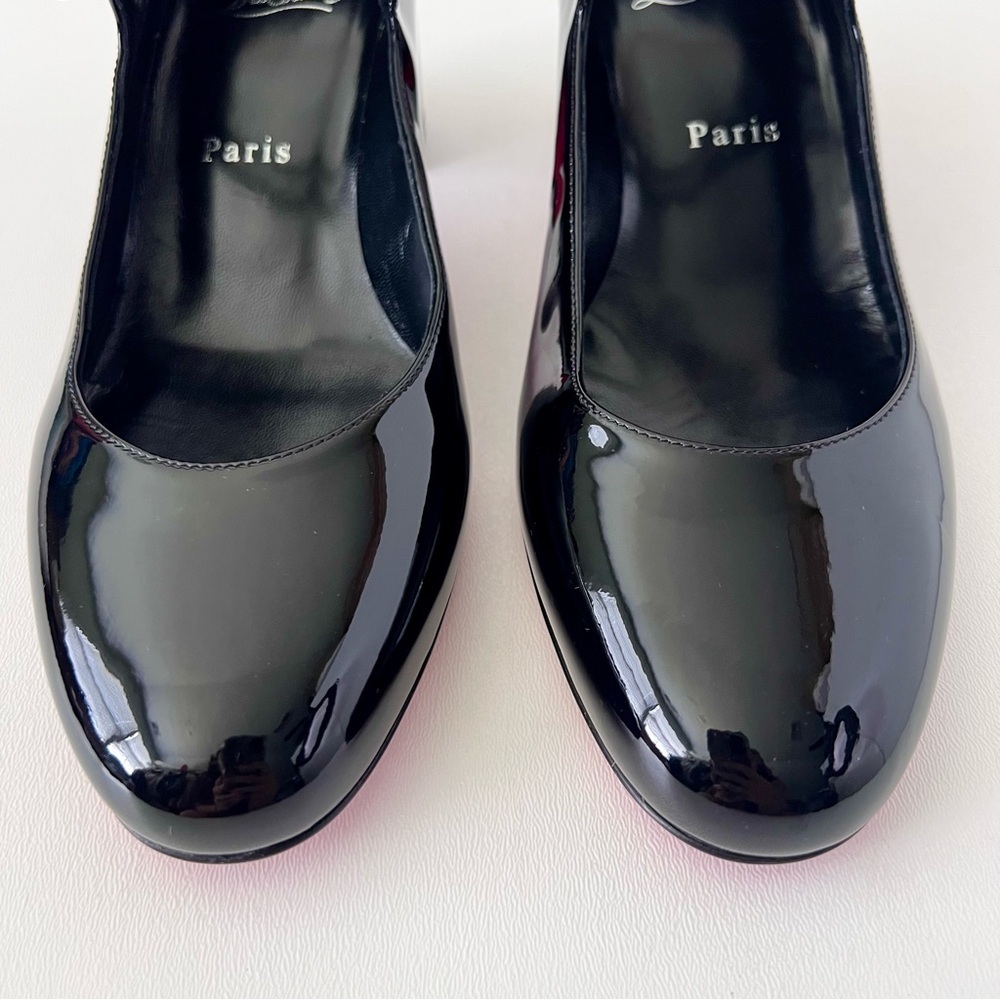 CHRISTIAN LOUBOUTIN || Miss Jane 55 Black Patent Pumps EU 38.5 - Picture 4 of 11